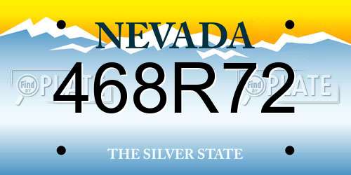 468R72 Nevada License Plate