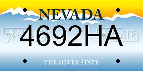 4692HA Nevada License Plate