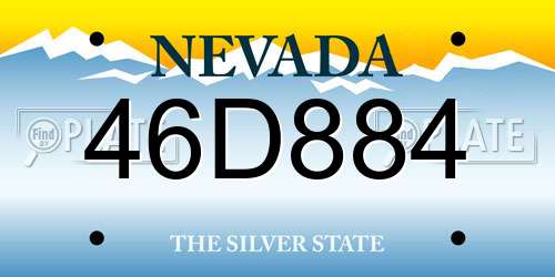 46D884 Nevada License Plate