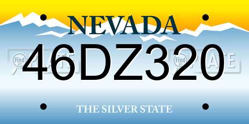 46DZ320 Nevada License Plate
