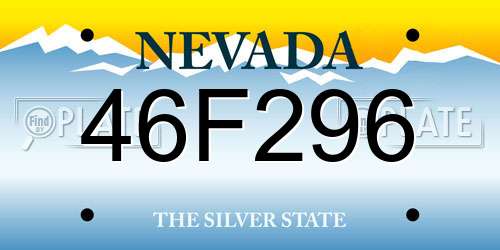 46F296 Nevada License Plate