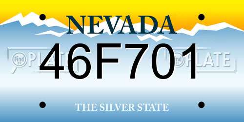 46F701 Nevada License Plate