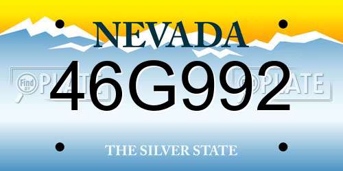 46G992 Nevada License Plate
