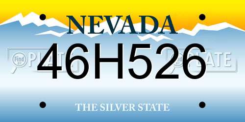 46H526 Nevada License Plate