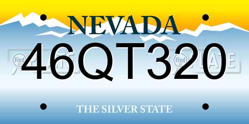 46QT320 Nevada License Plate