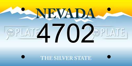 4702 Nevada License Plate