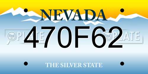470F62 Nevada License Plate
