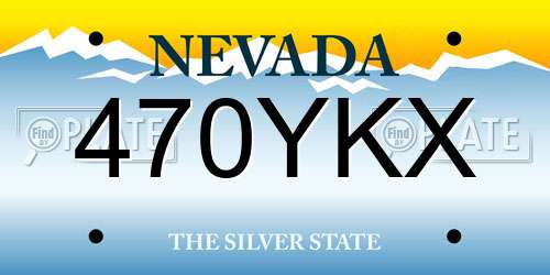 470YKX Nevada License Plate