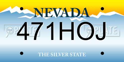471HOJ Nevada License Plate