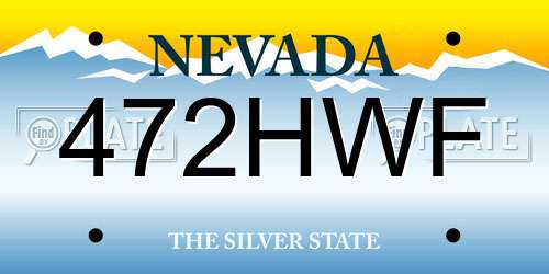 472HWF Nevada License Plate