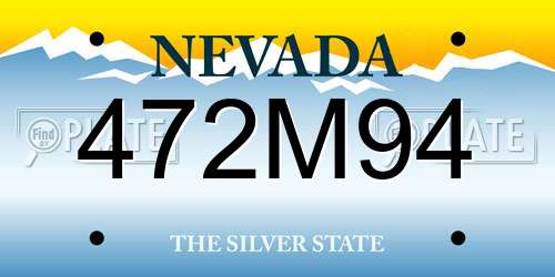 472M94 Nevada License Plate