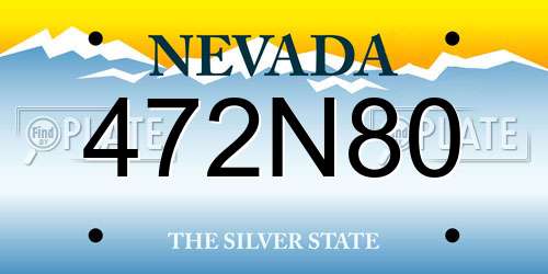 472N80 Nevada License Plate