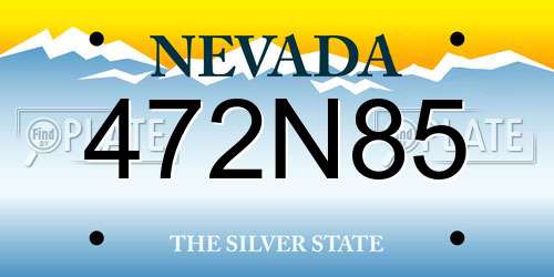 472N85 Nevada License Plate