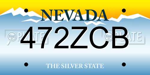 472ZCB Nevada License Plate