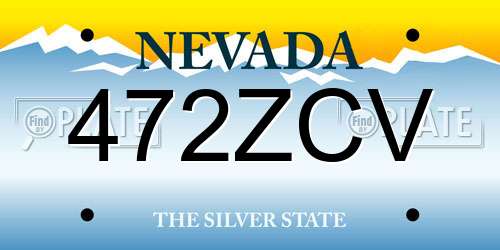472ZCV Nevada License Plate