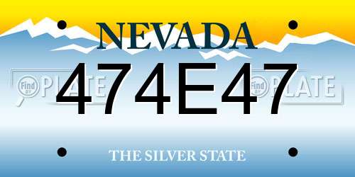 474E47 Nevada License Plate