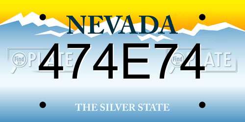 474E74 Nevada License Plate