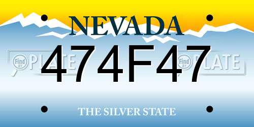 474F47 Nevada License Plate