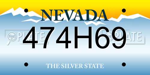 474H69 Nevada License Plate