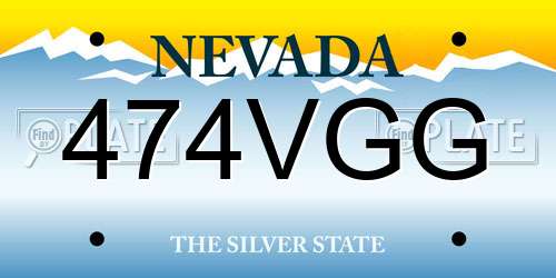 474VGG Nevada License Plate