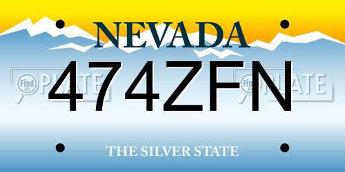 474ZFN Nevada License Plate