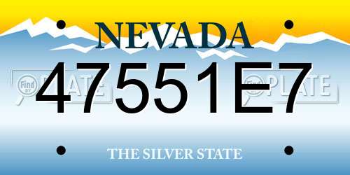 47551E7 Nevada License Plate