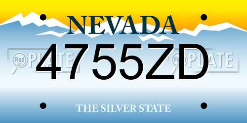 4755ZD Nevada License Plate