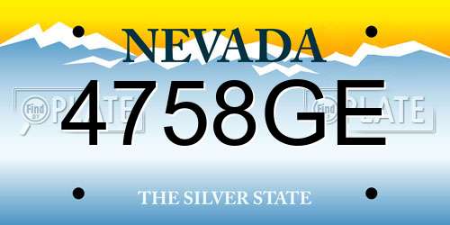4758GE Nevada License Plate