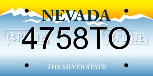 4758TO Nevada License Plate