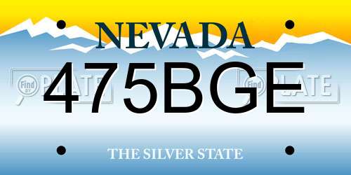 475BGE Nevada License Plate