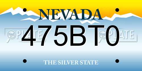 475BT0 Nevada License Plate