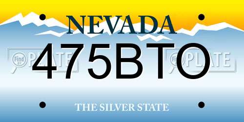 475BTO Nevada License Plate