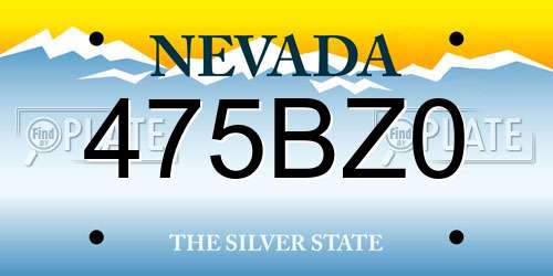 475BZ0 Nevada License Plate
