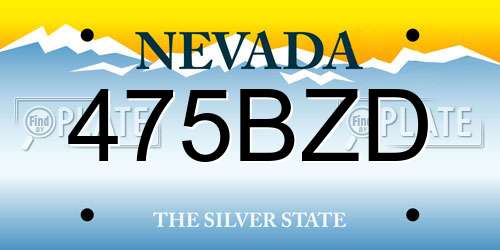 475BZD Nevada License Plate