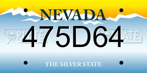 475D64 Nevada License Plate