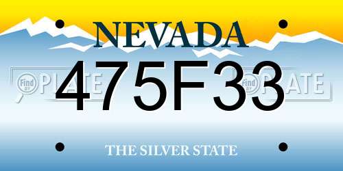 475F33 Nevada License Plate