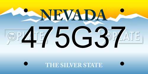 475G37 Nevada License Plate