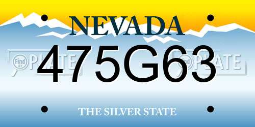475G63 Nevada License Plate