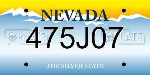 475J07 Nevada License Plate