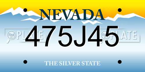 475J45 Nevada License Plate