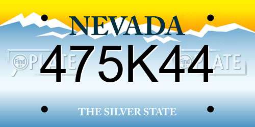 475K44 Nevada License Plate