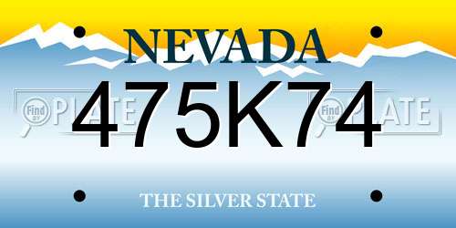 475K74 Nevada License Plate