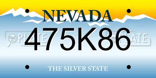 475K86 Nevada License Plate
