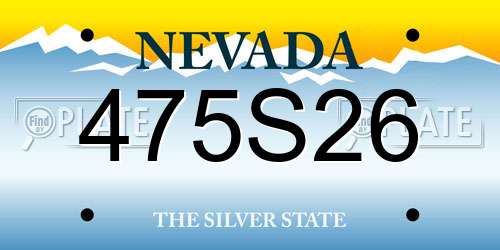 475S26 Nevada License Plate