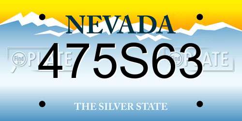 475S63 Nevada License Plate