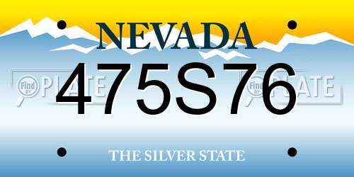 475S76 Nevada License Plate