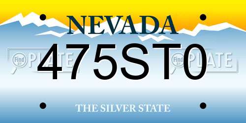 475ST0 Nevada License Plate