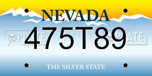 475T89 Nevada License Plate