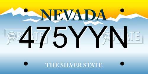 475YYN Nevada License Plate