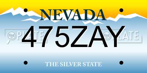 475ZAY Nevada License Plate
